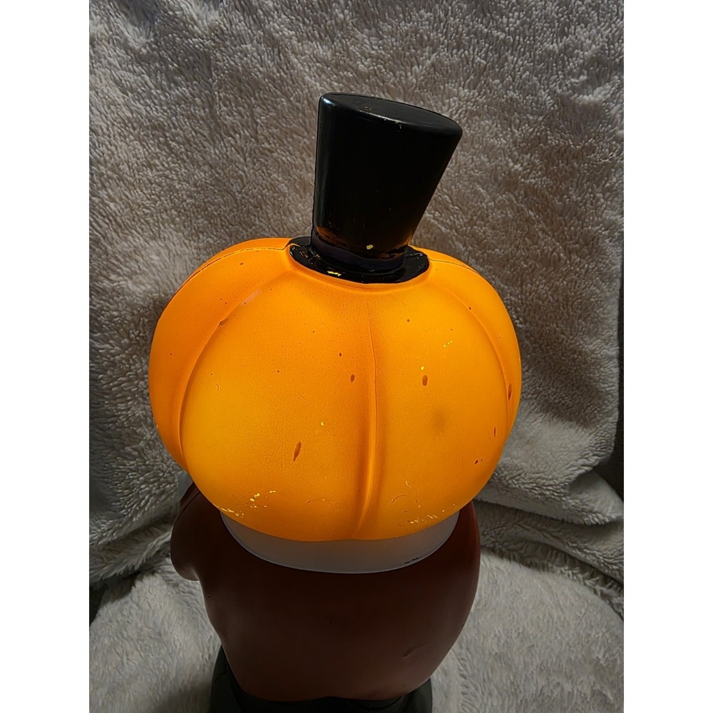 Vtg Halloween Pumpkin Man Light-Up‎ Deco Top Hat & Lollipop 12" Jack-O-Lantern - Picture 6 of 15